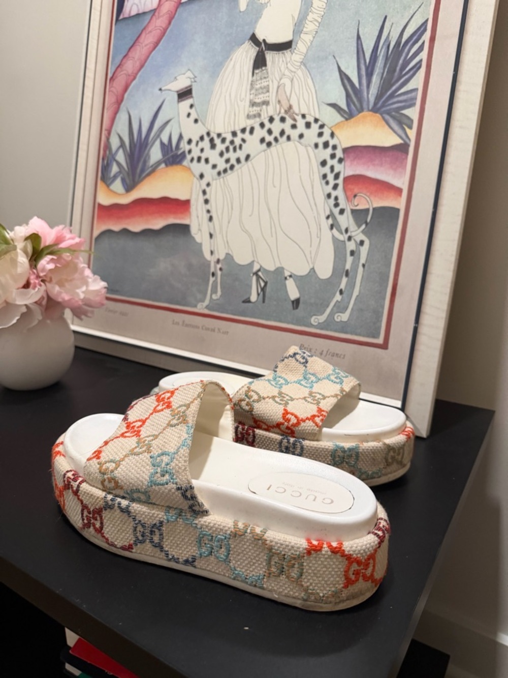 Gucci Multicolor GG Canvas Platform Slide Sandals - Picture 3 of 6
